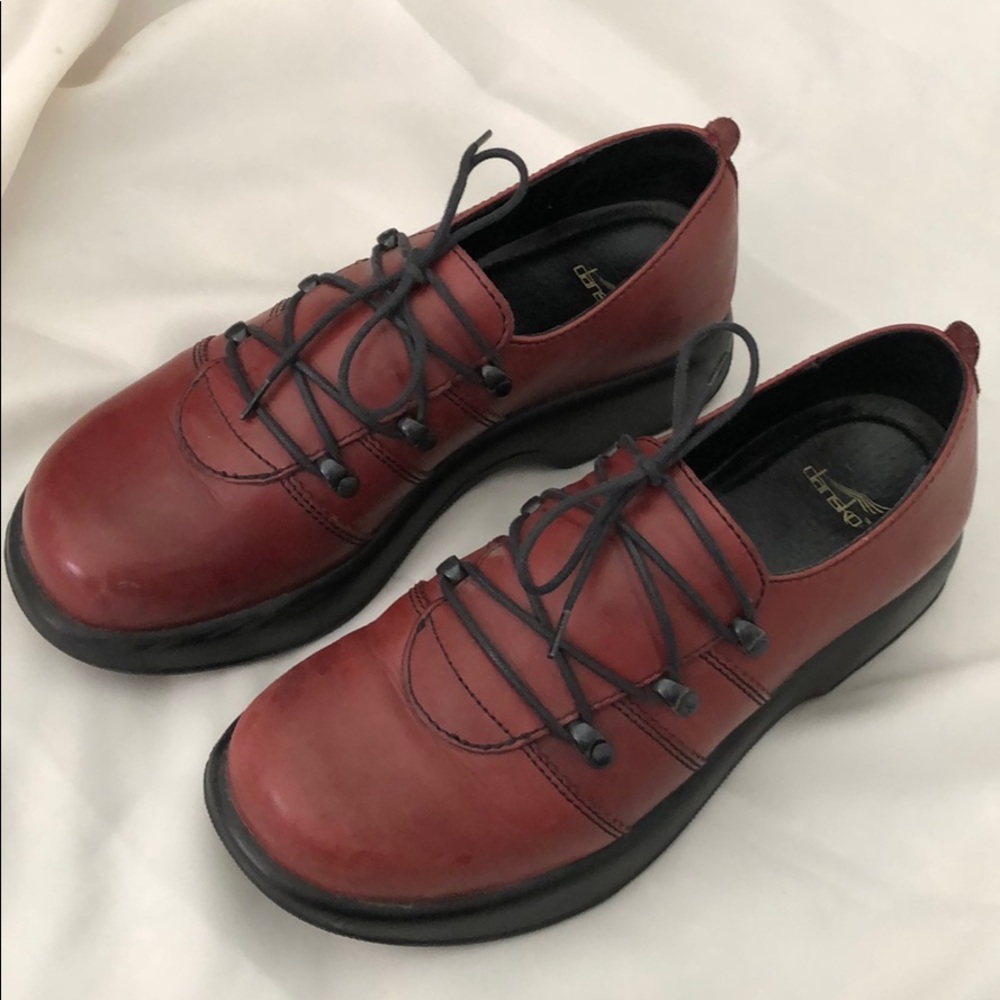 Red leather Dansko shoes